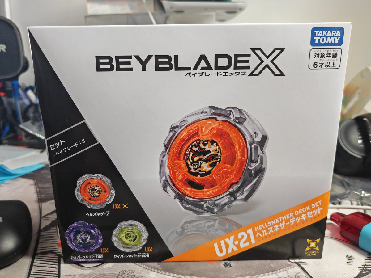 UX-21 Hells Nether Deck Set — Produit scellé Takara Tomy Beyblade X — Neuf